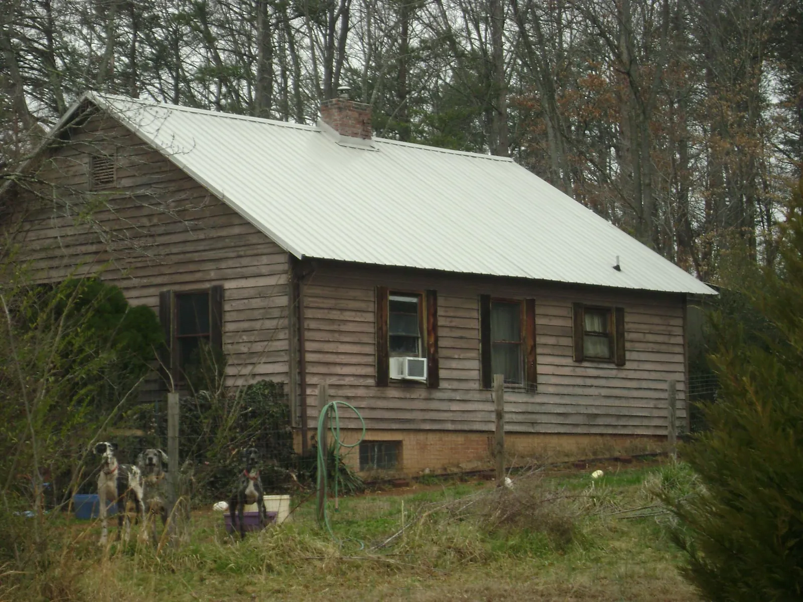 White metal roof on an old wood sided farmhouse, from a Metal Roof Installation job in Grey Eagle